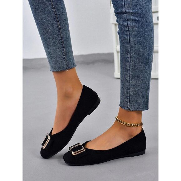 New Shein Rhinestone & Bow Decor Square Toe Ballet Flats Size US 7 - Picture 8 of 8